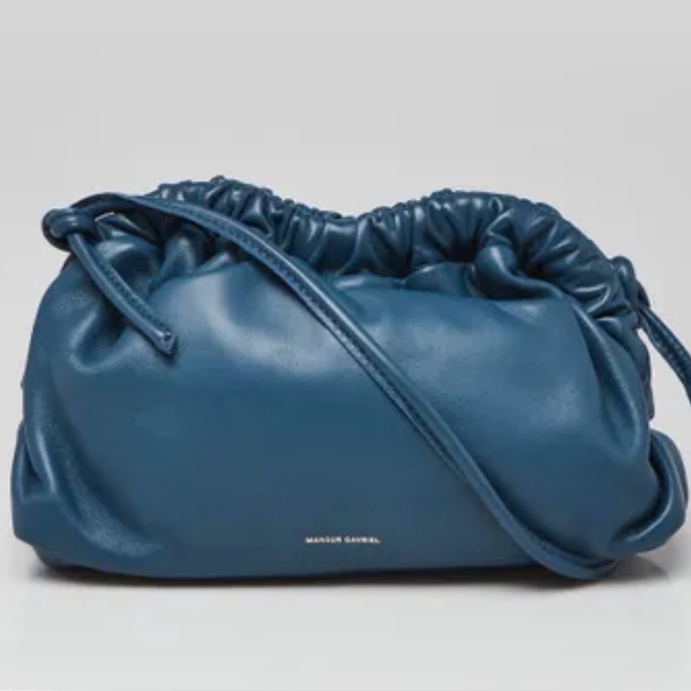 Mansur Gavriel Blue Lambskin Leather Mini Cloud Clutch Bag